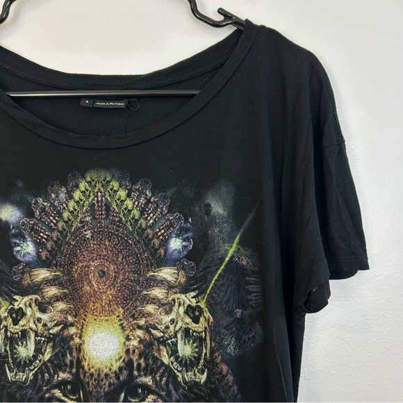 The Kooples Enchanted Tiger Black Short Sleeve Black T-shirt Size Small - Picture 5 of 10